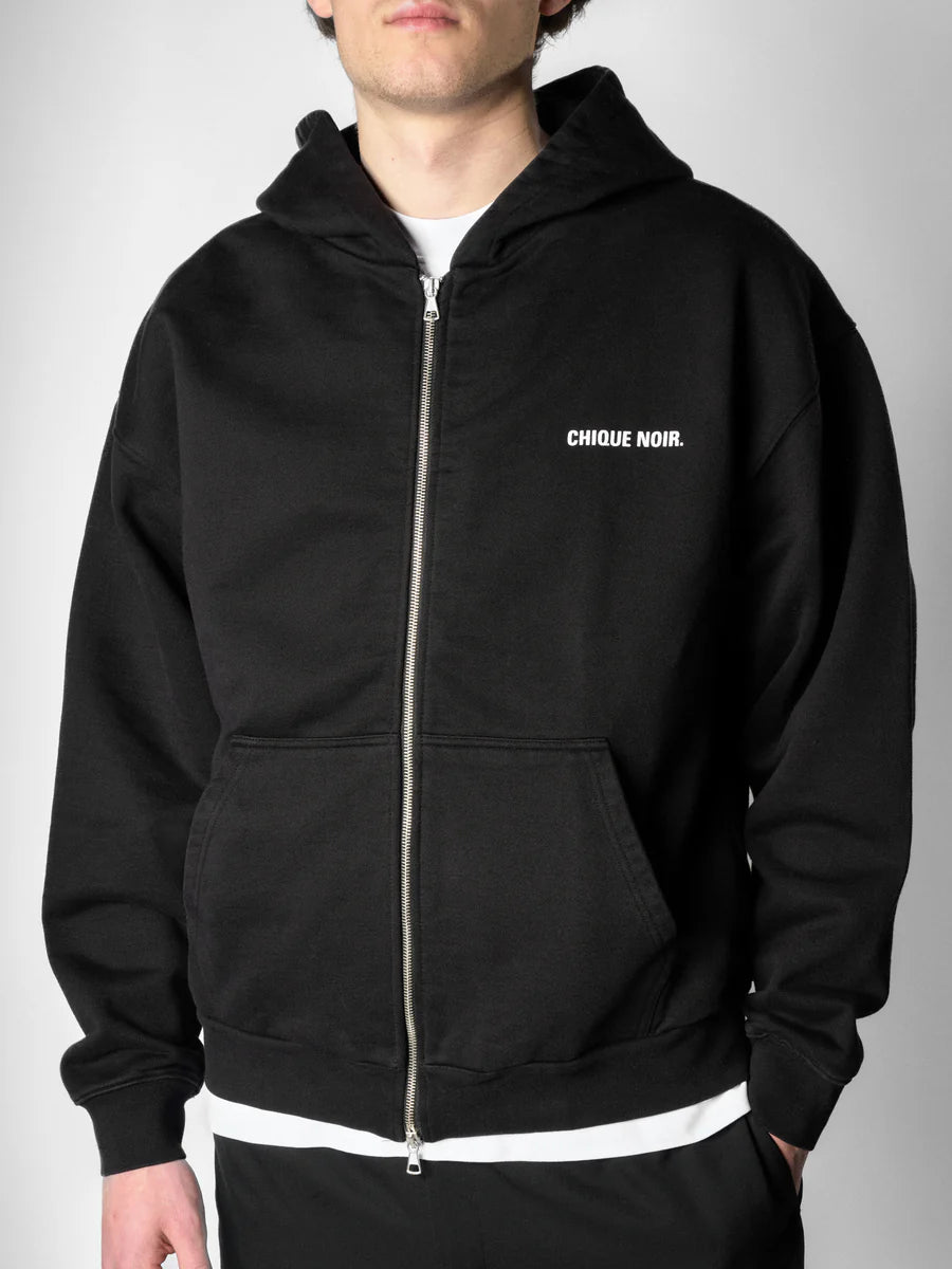 Chique Noir - 3M REFLECTIVE ZIP HOODIE - BLACK - Mentastore