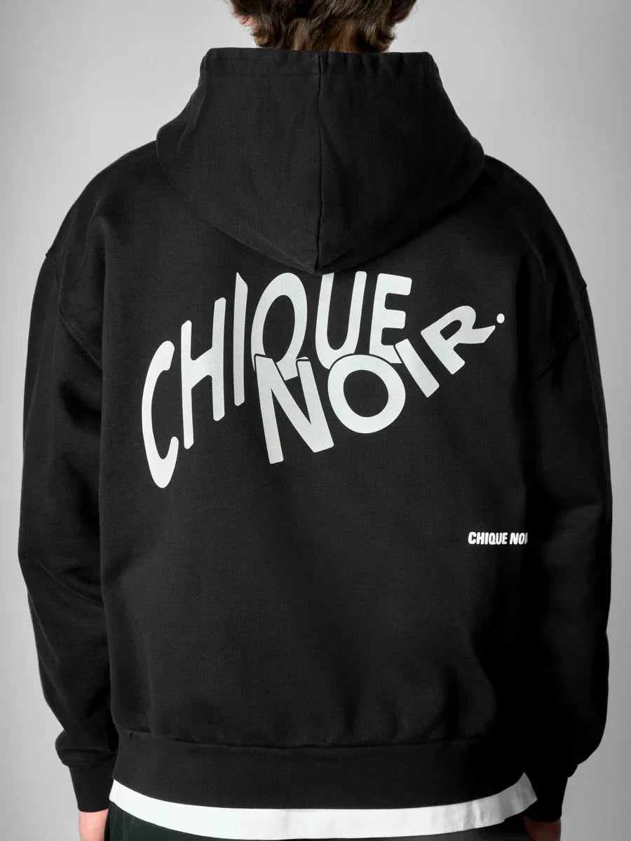 Chique Noir - 3M REFLECTIVE ZIP HOODIE - BLACK - Mentastore