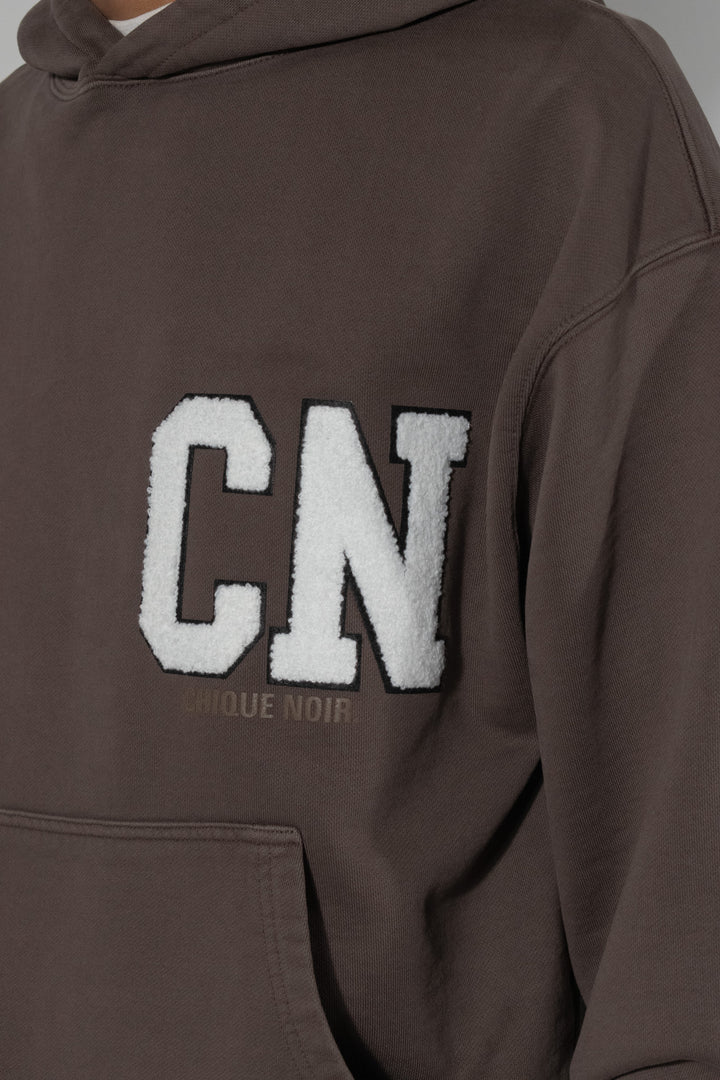 CHIQUE NOIR - CN. PATCH HOODIE - CHOCOLATE - Mentastore